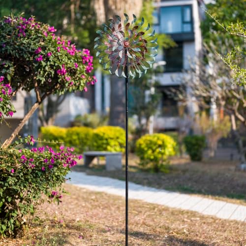 360° Large Wind Spinner Outdoor Vintage Metal Windmill for Yard (19inch(Verdigris))