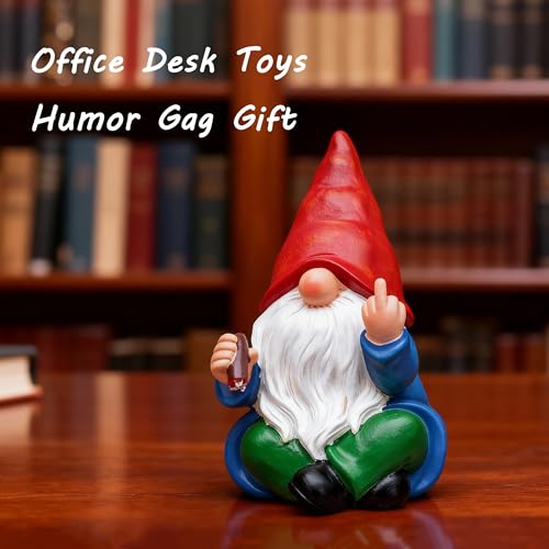 Middle Finger Gnome Statue 6.3in (Cigar Gnome)