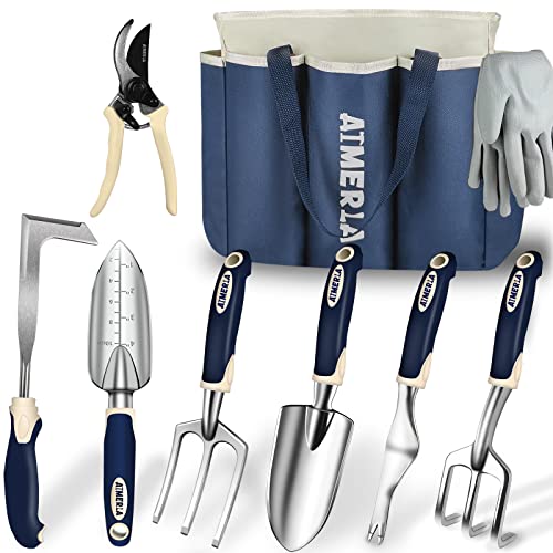 Gardening Tools Set of 9 Heavy Duty Garden Tools with Non (9 Count)
