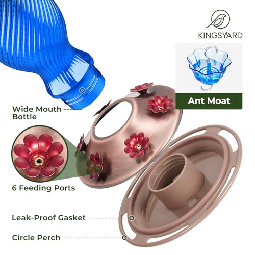24 Oz Glass Hummingbird Feeder for Outdoors