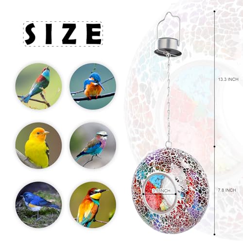 Bird Feeder Fly Through Mosaic Solar Birdfeeder for Garden Decor (Multi)