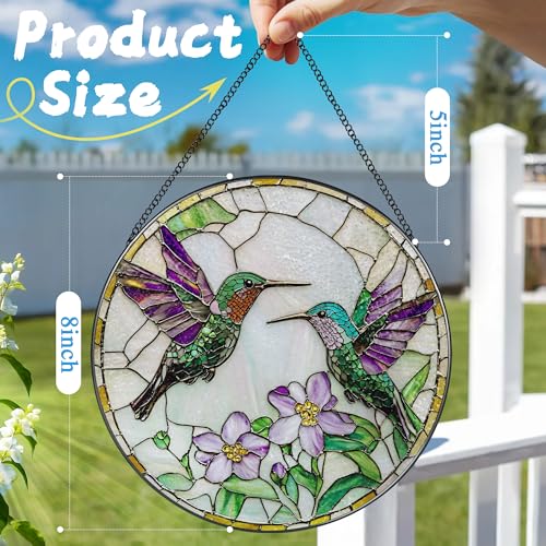 8″ Hummingbird Stained Glass Suncatcher (Hummingbird)