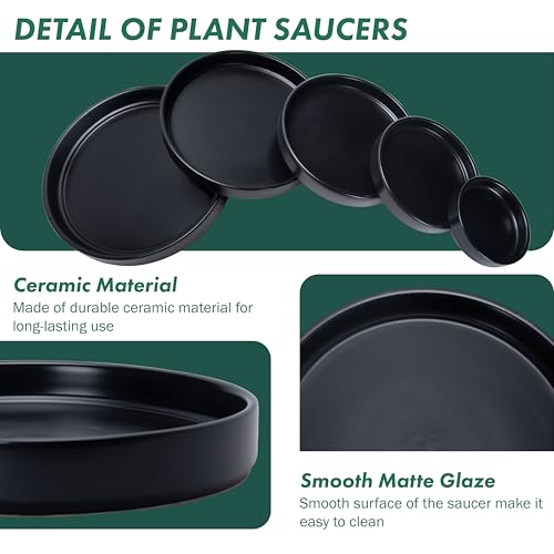 Ceramic Plant Saucer (11.8" (1 Pack) / Black)
