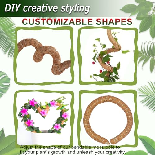 2 Pack 60'' Bendable Moss Pole for Monstera & Pothos (2 × 60 Inch)