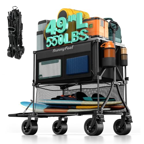 400L Double Decker Wagon Cart with Brakes (Black-400l)