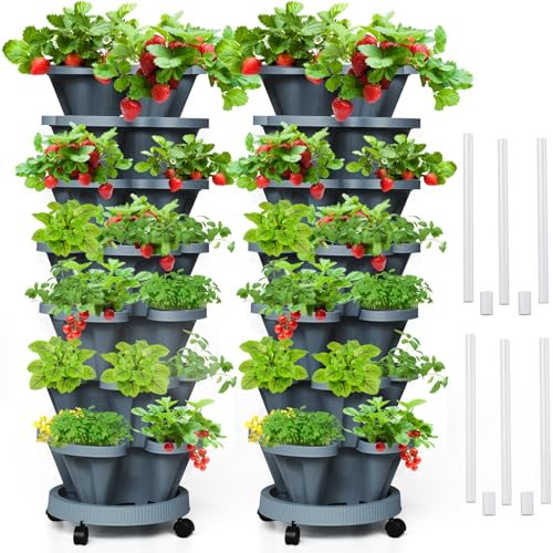 7 Tiered Strawberry Vertical Planters Tower Garden 2 Pack (2 Count)