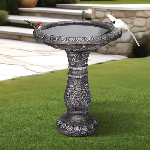 24.4" H Cement Bird Bath for Garden