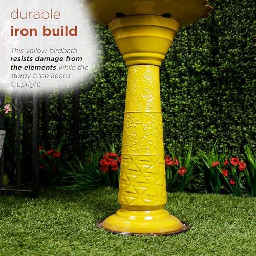 ORS112YL Vintage Metal Pedestal Birdbath with Stand (Yellow)