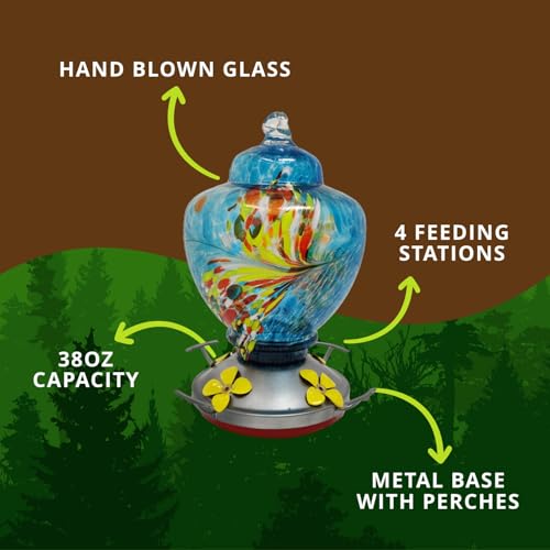 Glass Hummingbird Feeder for Outdoors