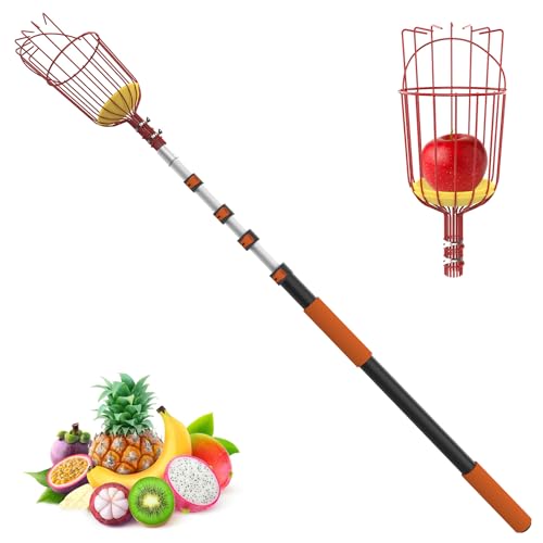 26FT Reach Fruit Picker Pole with Basket Telescoping