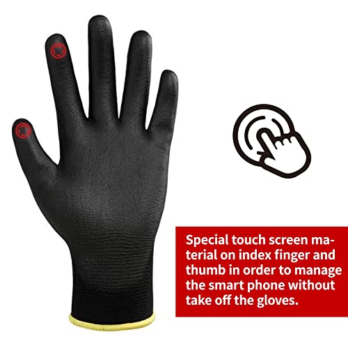 Safety Work Gloves PU Coated for Men and Women (12 Count)