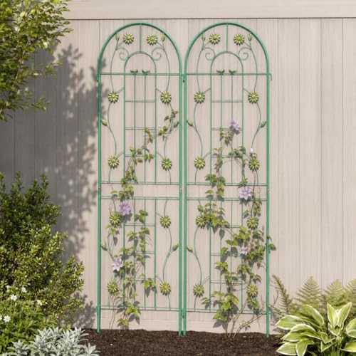 2 Pack Metal Garden Trellis 71" H Garden Fence Rustproof Trellis for Climbing Plants Support Roses Flower Outdoor Lawn (2 Count)