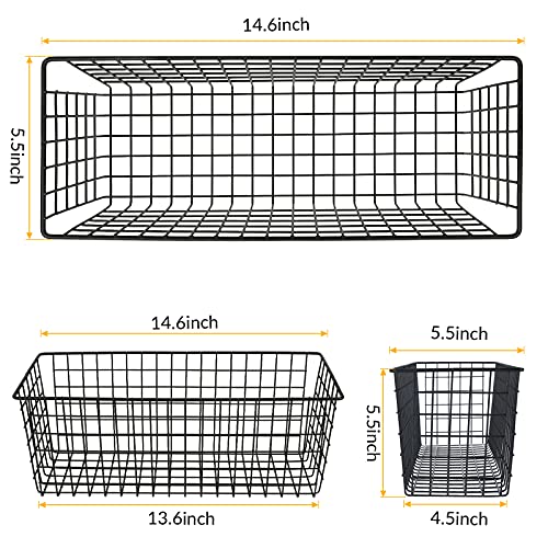 2 Sets Black Extra Large Hanging Wall Basket with Steel Hooks (2 Count)