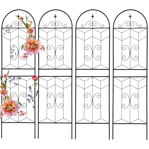 4 Pack 71x20in Garden Trellises with Black Metal Coating