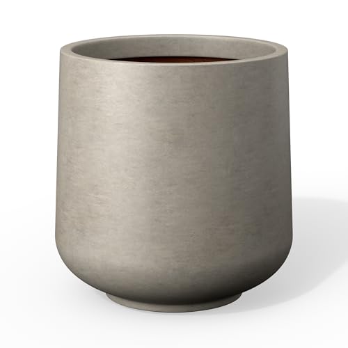 Small Round Curved Weathered Concrete Planter 9.4" Dia