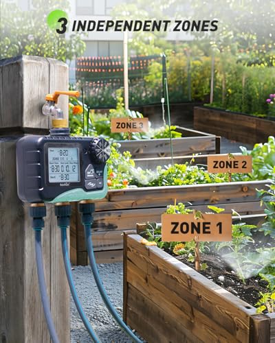 3 Zone Water Timer with Brass Inlet & Outlet (Blue / 3 Zone Water Timer)