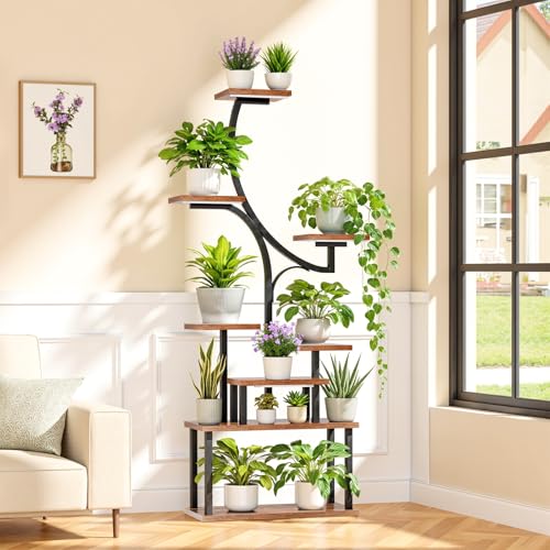 Plant Stand Indoor with 4 Grow Lights & 3 Colors (Black)