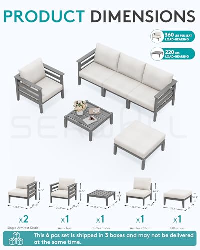 HDPE Patio Furniture Set (Grey/Khaki / 6 Pieces)