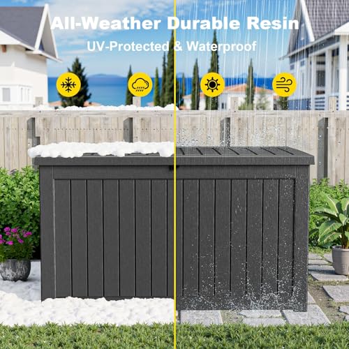 Deck Box 280 Gallon Large Outdoor Storage Box (Black / 280 Gallon)