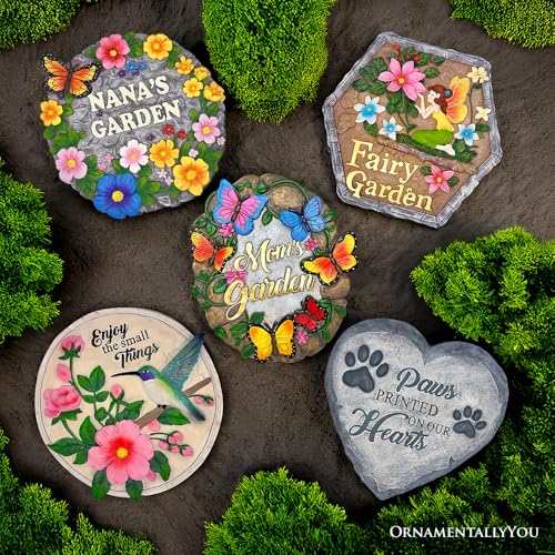 Elegant Resin Stepping Stone (You’re Forever in Our Hearts Angel Wing Stepping Stone, 9.5" Garden Decorative Memorial Resin Figurine)