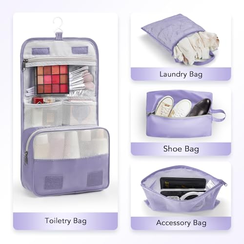 8 Set Compression Packing Cubes for Travel Essentials (Purple Gray)
