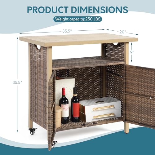 Outdoor Indoor Storage Cabinet with Rolling Wheels
