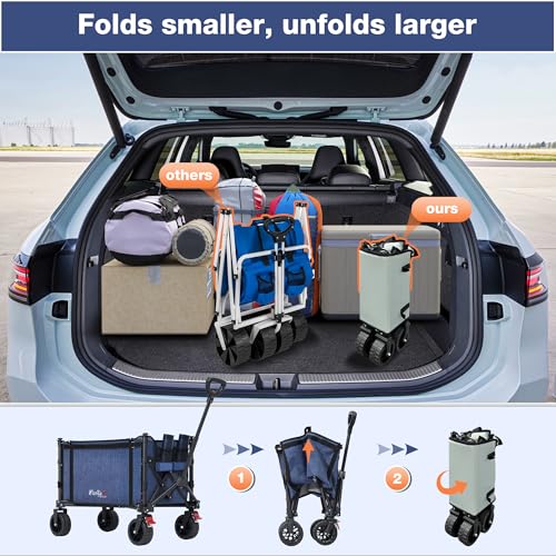 Collapsible Wagon Cart Foldable with Big Wheels Brakes