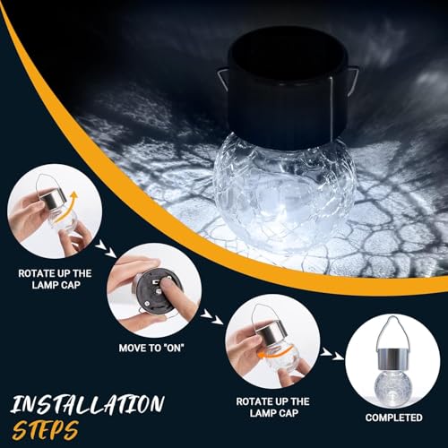Solar Lights Outdoor Garden Decor Hanging Lantern for Outside 8 Pc (Cold White / 2.4" × 2.4" × 5.2")