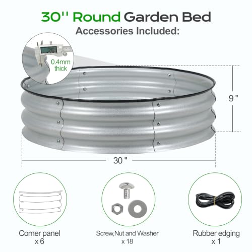 9" Tall 30" Metal Raised Garden Bed