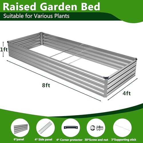 2PCS 8x4x1ft Galvanized Raised Garden Bed