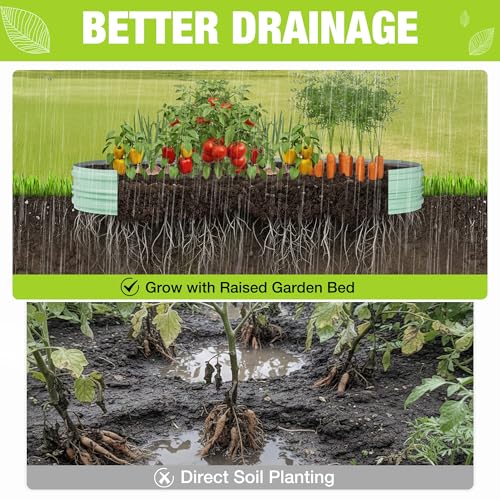 2PK 8x4x1ft Outdoor Galvanized Raised Garden Bed Set (Light Green / 8x4x1ft(2PK))