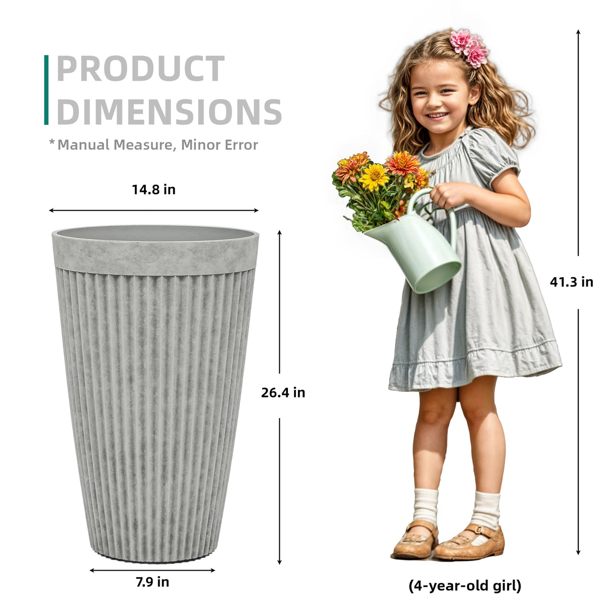 Autodaya 20" Resin Outdoor Tall Planters Set of 2 (2 Count)