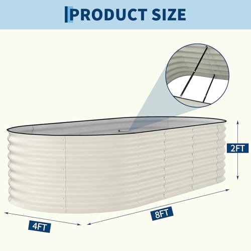 8x4x2ft Galvanized Raised Garden Bed (Beige-oval / 8x4x2ft)