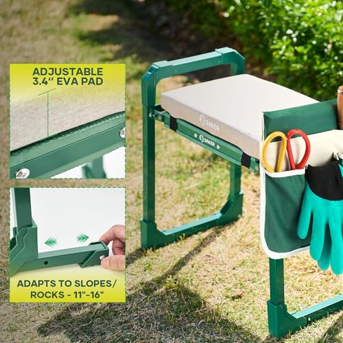 Garden Kneeler and Seat Foldable Gardening Stool with Extendable Legs