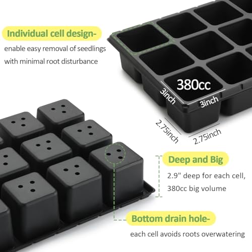 10 Pack 18 Cell Seed Starter Trays (Black / 18 Cells-10P)