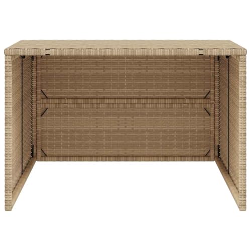 Beige Poly Rattan Robot Mower Garage