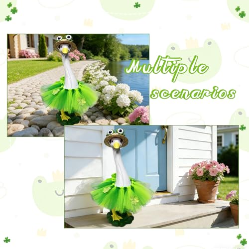 Porch Goose Statue (frog hat goose)