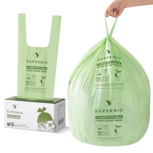 13 Gallon Compostable Kitchen Waste Bags with Handles (30 Count)
