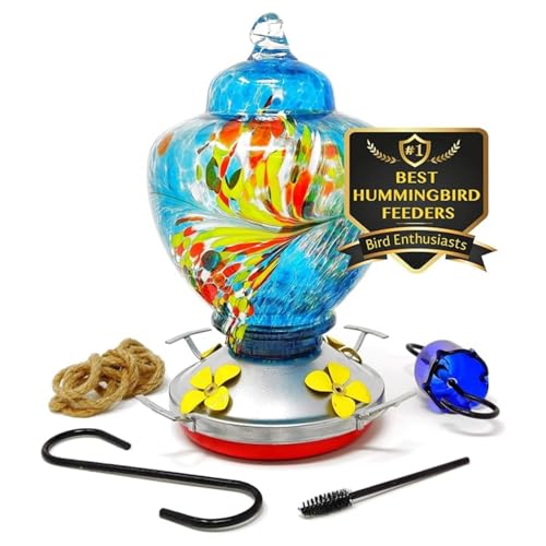 Glass Hummingbird Feeder for Outdoors