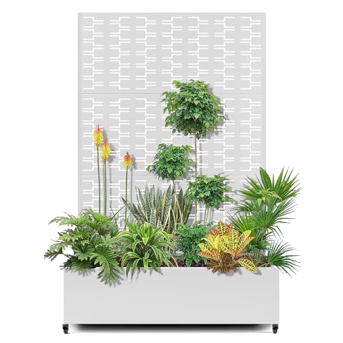 15.7"×70.9"×47.2" Metal Raised Garden Bed with Trellis and Wheels