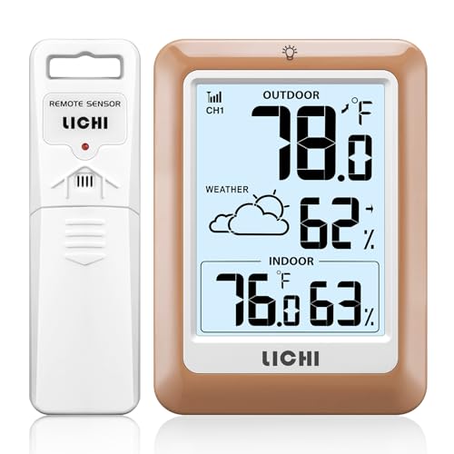 Indoor Outdoor Thermometer Wireless Weather Station (khaki)