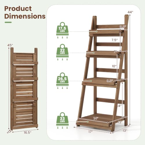 Foldable Wooden Plant Stand (Brown / 16.5"x13"x44")