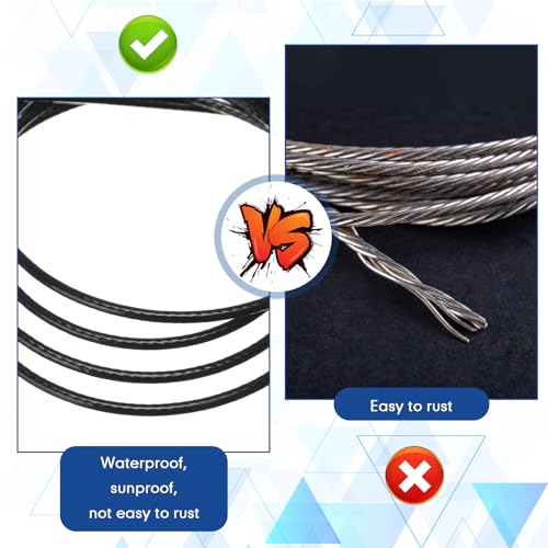 500 ft Vinyl Coated Wire Rope 304 Stainless Steel Black Stainless Wire 1