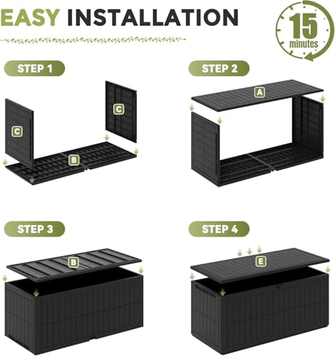220 Gallon Deck Box Outdoor Storage Box Lockable Waterproof Indoor Outdoor Storage Container for Patio Cushions