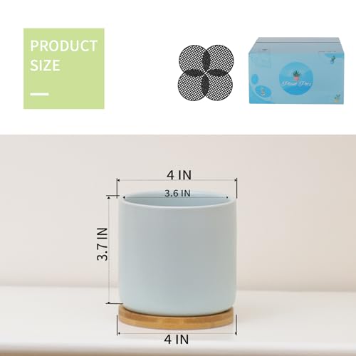 4 Inch Planters with Drainage Hole and Saucer (4 Count)