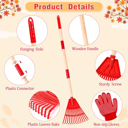 2 Pcs 35'' Kids Rakes for Leaves (4 Count)