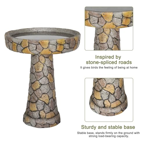 24" H Outdoor Bird Bath (Rustic Gray)