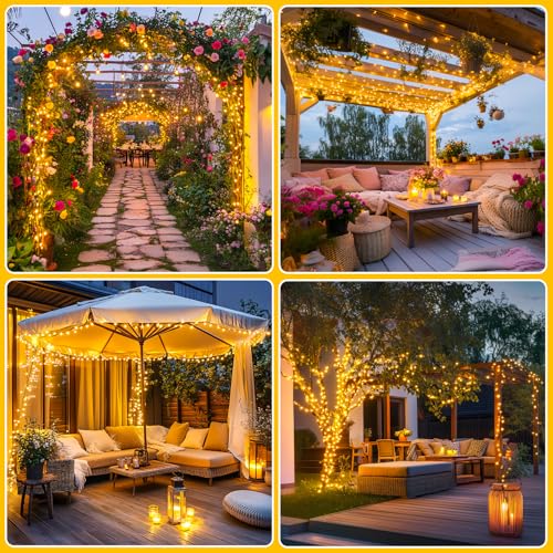 2 Pack Solar String Lights (Warm White / 100LED*2)