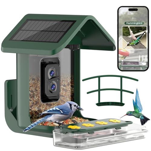 Bird Feeder with Camera Solar Powered (deep green)