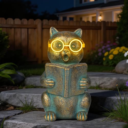 Solar Reading Cat Decor with Light (Cat)